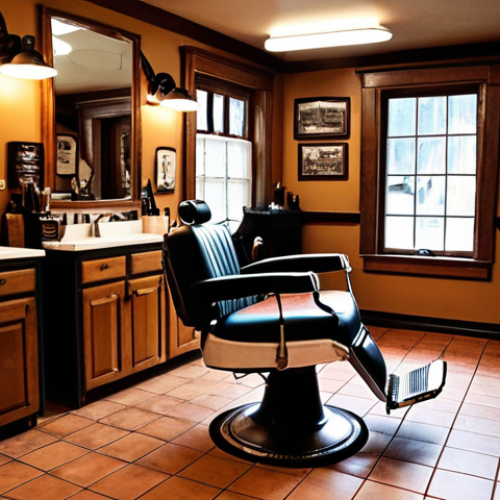 Home 7 **Image Prompt 1: "Barber Shop Atmosphere"**
Create an image of a cozy and welcoming barber shop interior, featuring classic barber tools like straight razors and scissors on display. The shop should have a warm ambiance with customers chatting and laughing, showcasing a sense of community. Include a barber skillfully cutting hair, emphasizing the blend of traditional and modern styles.